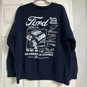 Ford Men's Dark Blue Graphic Crewneck Sweater